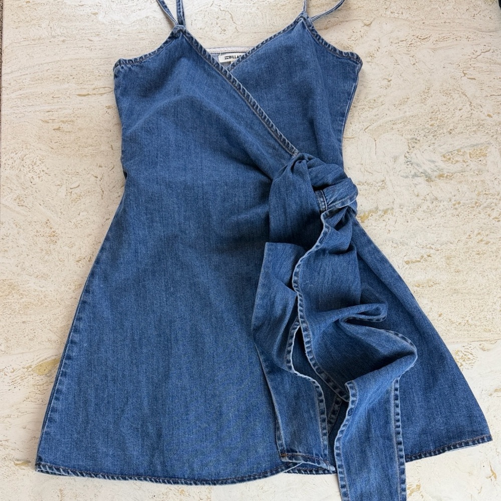 Billabong Island Wrap Denim Dress Indigo Rinse Small